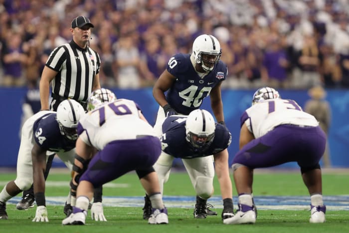 Jason Cabinda prepares for a play in the Fiesta Bowl vs. Washington.