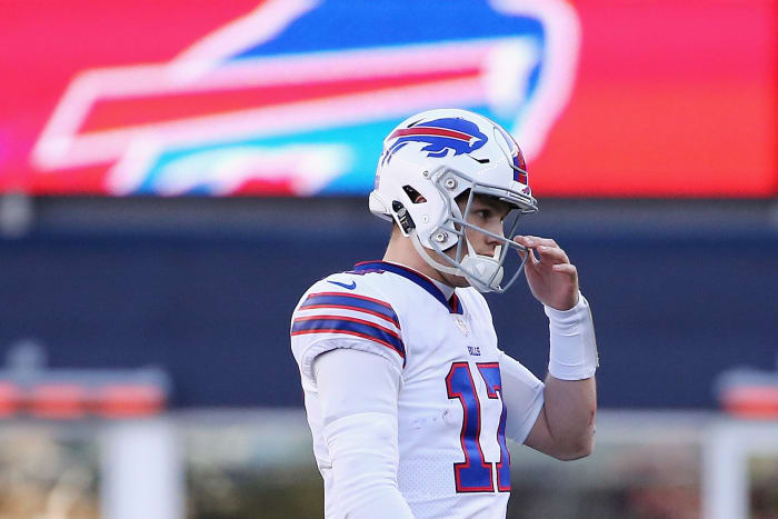 A solo shot of Josh Allen on the field.