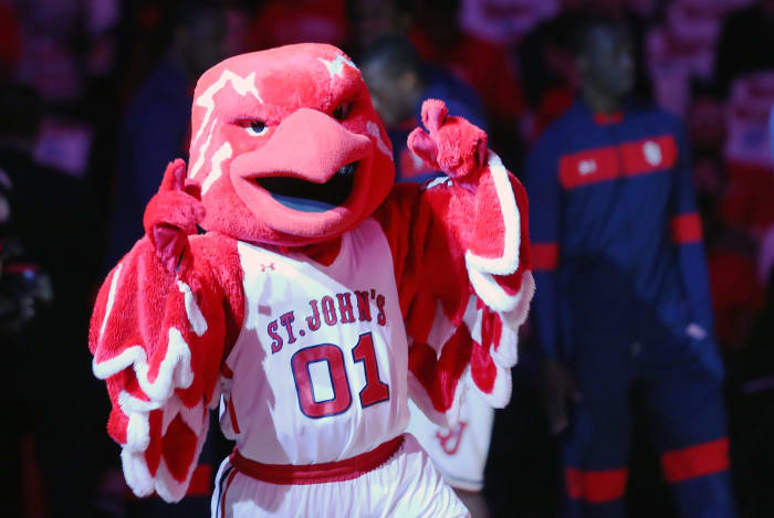 A closeup of St. Johns mascot.