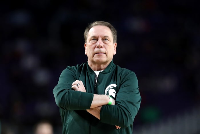 A closeup of Tom Izzo during a Michigan State game.