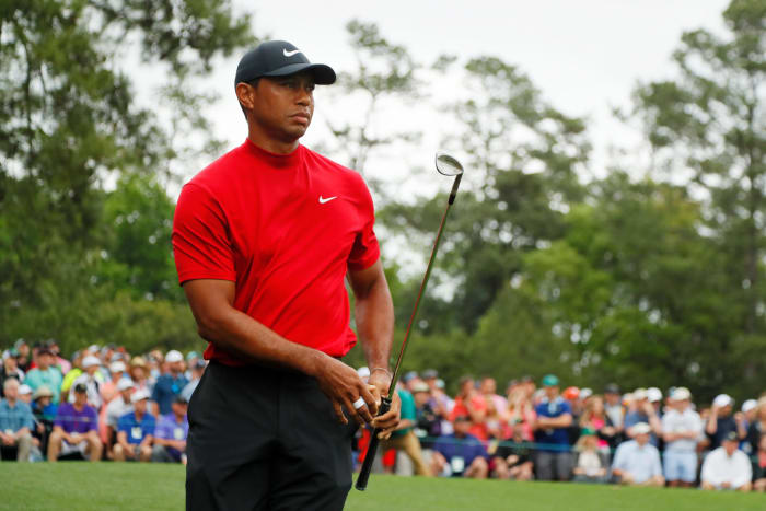 tiger woods in the final round at the masters