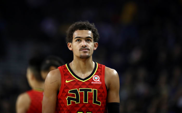 Trae Young playing for the Atlanta Hawks.