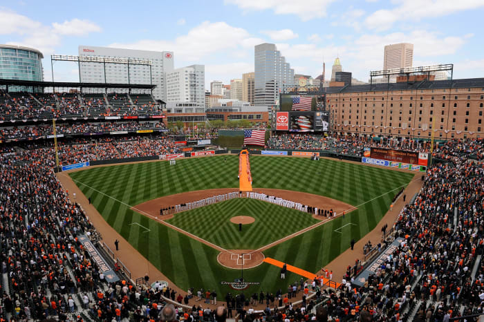 A general view of Camden Yards home of the Baltimore Orioles in the AL East.