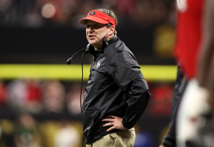 Kirby Smart reacting to a Georgia football game.