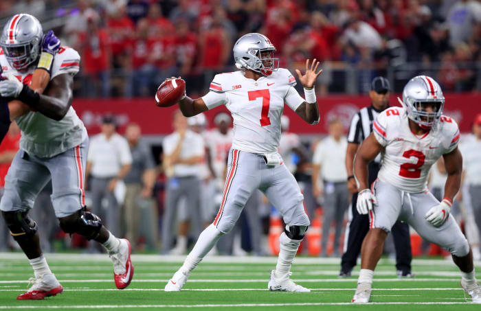 Dwayne Haskins throws the ball against TCU.
