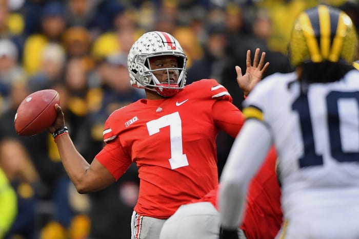 ohio state quarterback dwayne haskins throws vs. michigan
