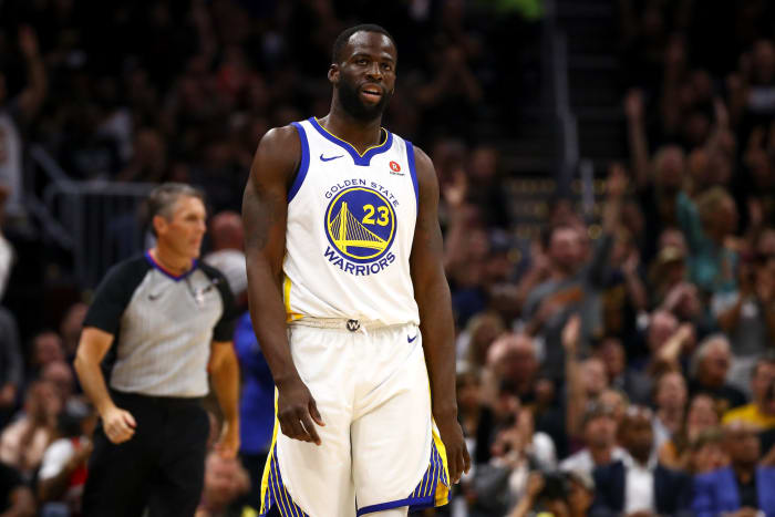 Draymond Green on the court during a Warriors NBA Finals game.