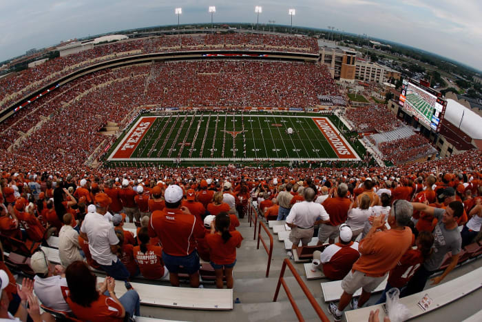 An interior view of the Texas Longhorns football stadium.