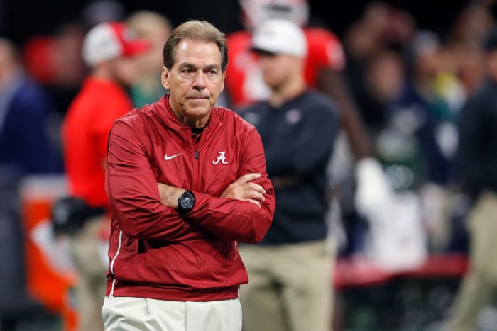 Alabama head coach Nick Saban on the sideline.
