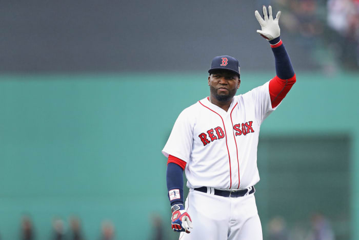 Boston Red Sox star David Ortiz waves to fans.