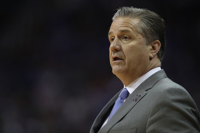 Coach John Calipari during Kentucky's Elite Eight loss against Auburn.