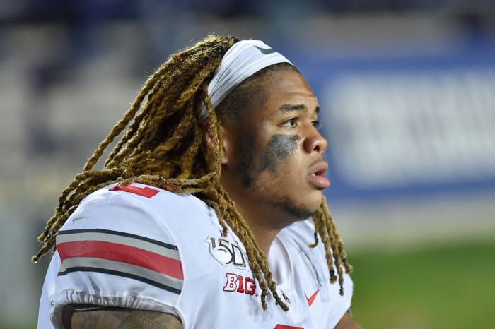 Chase Young playing against Northwestern.