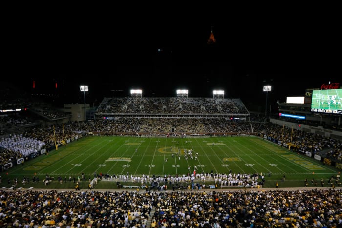 A general view of Georgia Tech football field at Bobby Dodd Stadium ahead of an ACC game against Pitt football.