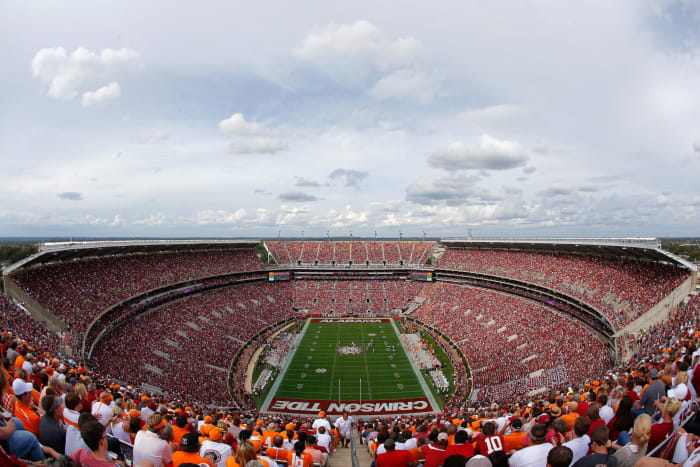 A general view of Bryant-Denny Stadium during the game between the Alabama Crimson Tide and the Tennessee Volunteers.