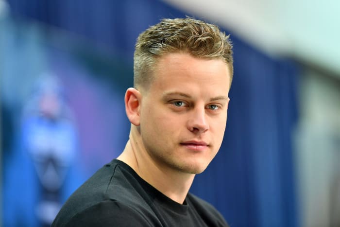Joe Burrow at Day 1 of the NFL Combine in Indianapolis.
