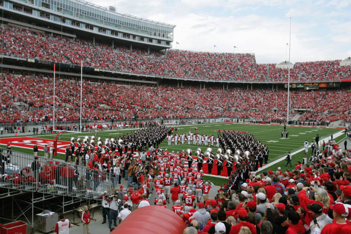 Ohio State's players walking onto the field.