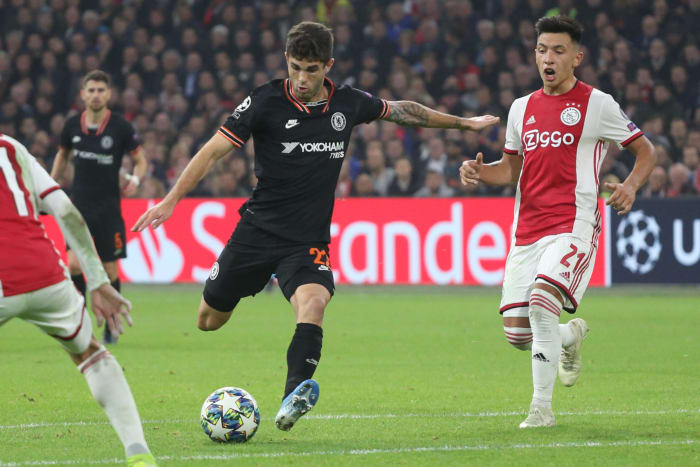 Christian Pulisic plays against Ajax.