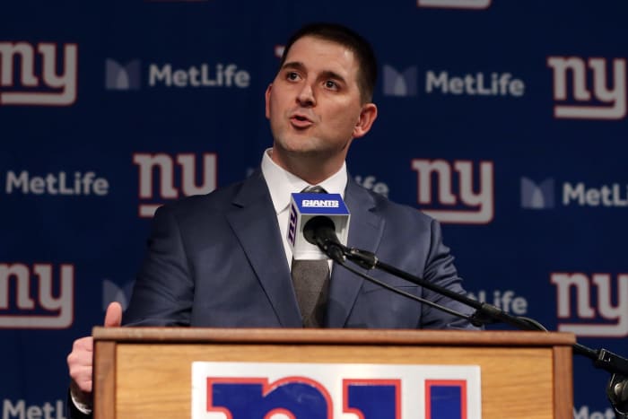 Joe Judge at his introductory press conference as New York Giants head coach.
