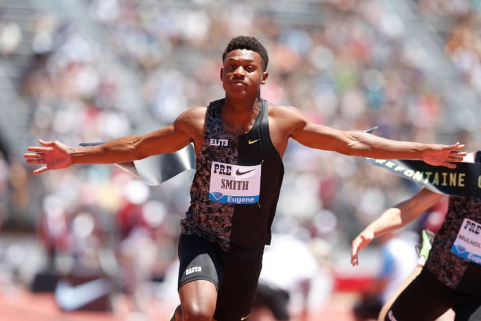Georgia football recruit Arian Smith during a track meet.