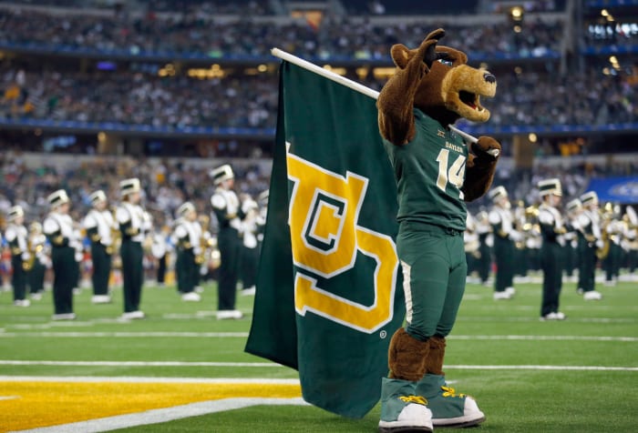 Baylor's mascot at a football game.