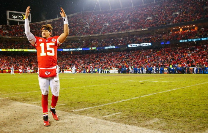 patrick mahomes on the field during the game against the colts