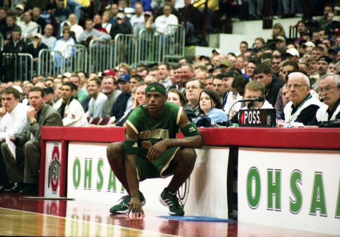 LeBron James checks into a high school game.