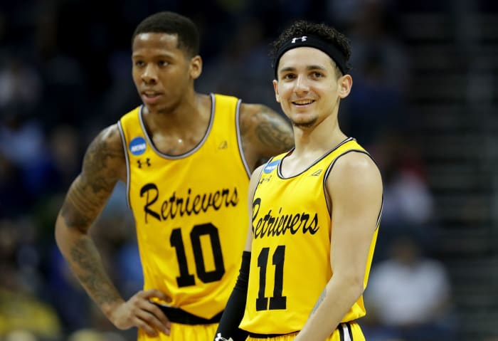 UMBC basketball players during NCAA Tournament.