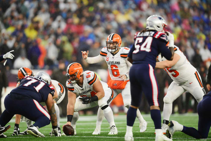 The Browns play the Patriots in New England on Oct. 27.