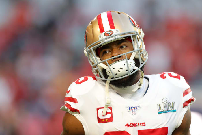San Francisco 49ers defensive back Richard Sherman in the Super Bowl.