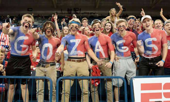 A general view of Gonzaga basketball fans.