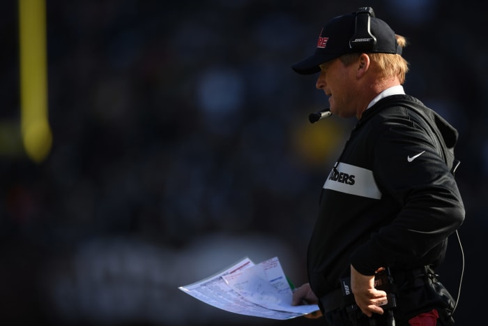 oakland raiders head coach jon gruden during a game
