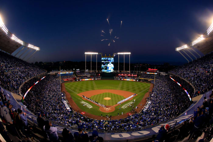 A general view of the Kansas City Royals stadium.