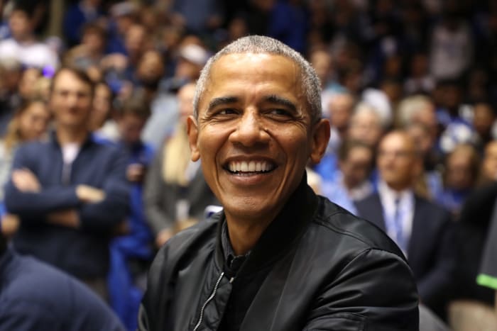 Obama at the Duke vs. UNC game.