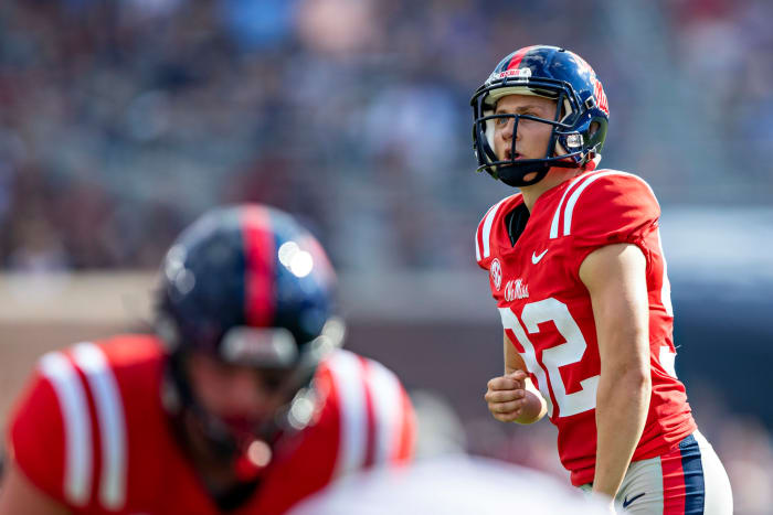 Luke Logan lines up for a kick.