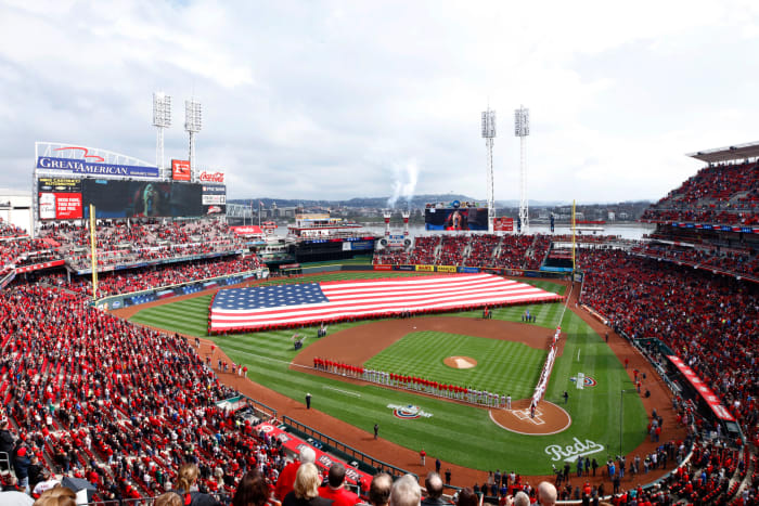 A general view of the Cincinnati Reds ballpark.