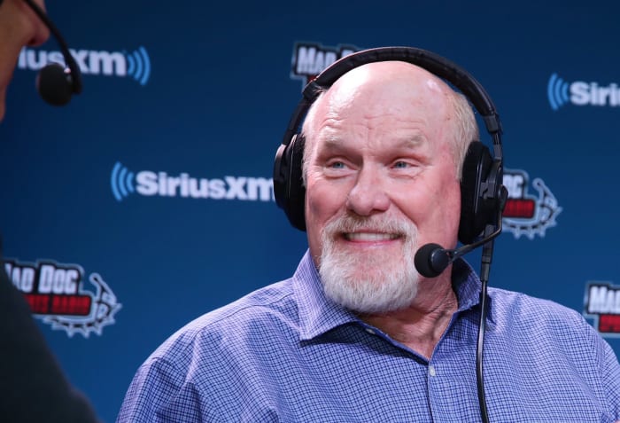 A closeup of Terry Bradshaw during a Sirius XM Radio Show.