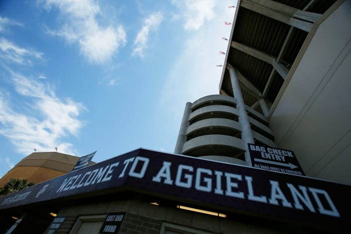 An exterior view of Texas A&M's football stadium.
