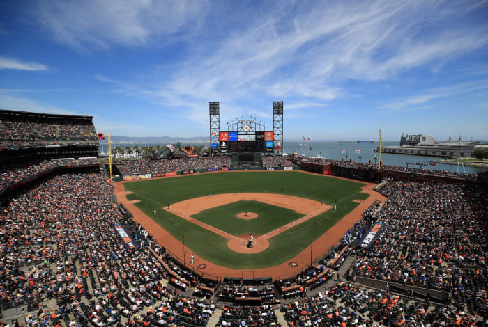 A game between the Dodgers and the Giants.