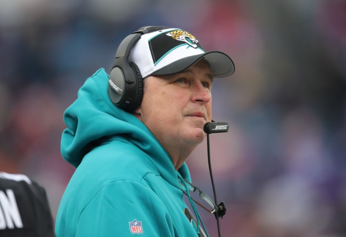 A closeup of Jacksonville Jaguars coach Doug Marrone.