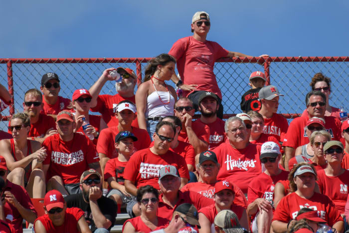 Nebraska fans take in a hot game against Troy.