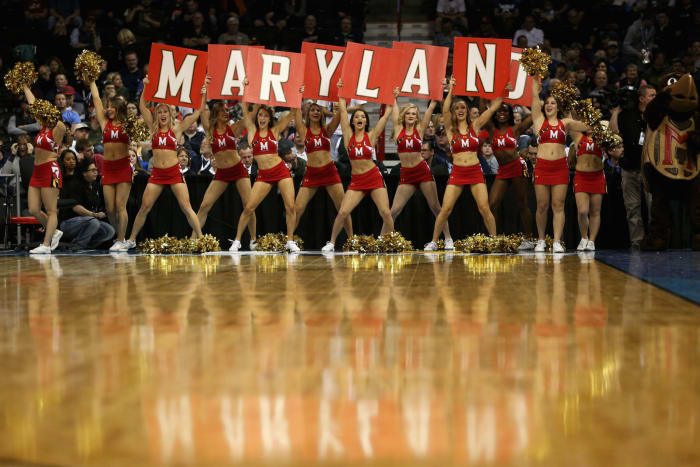 A view of Maryland basketball cheerleaders