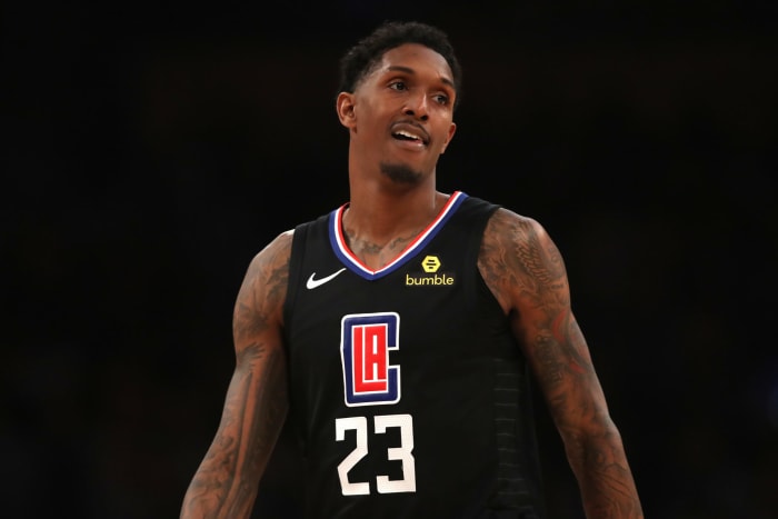 A closeup of Lou Williams, sixth man for the Los Angeles Clippers in the NBA.