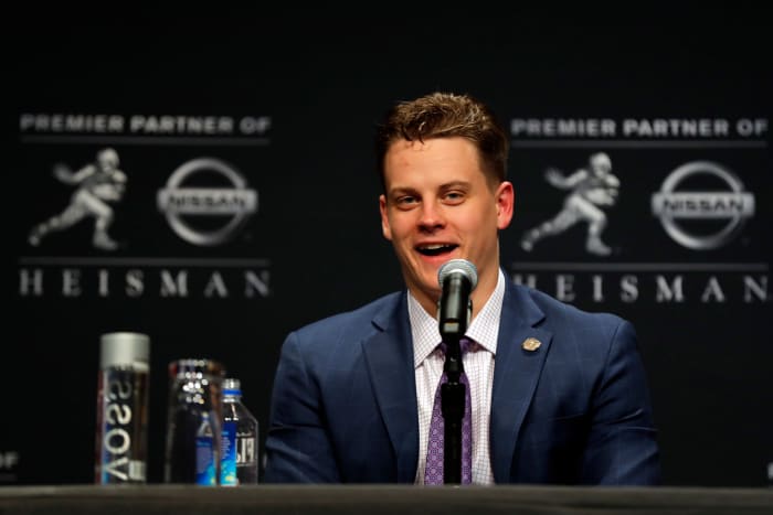 Joe Burrow at the Heisman Trophy ceremony.