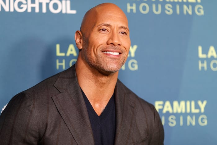 A closeup of Dwayne The Rock Johnson.