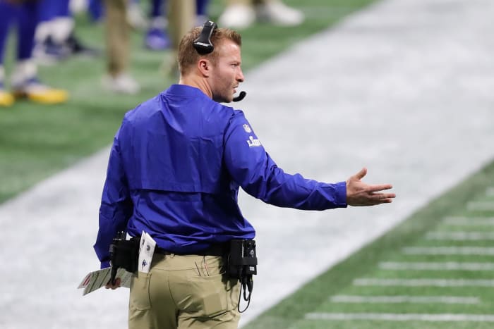 los angeles rams head coach sean mcvay during the super bowl