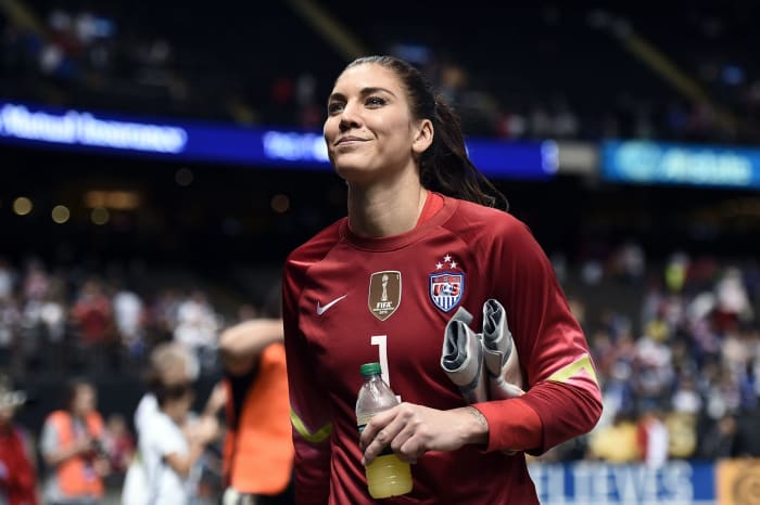 A closeup of Hope Solo.