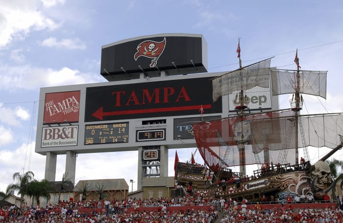 An interior view of the Tampa bay Buccaneers stadium.