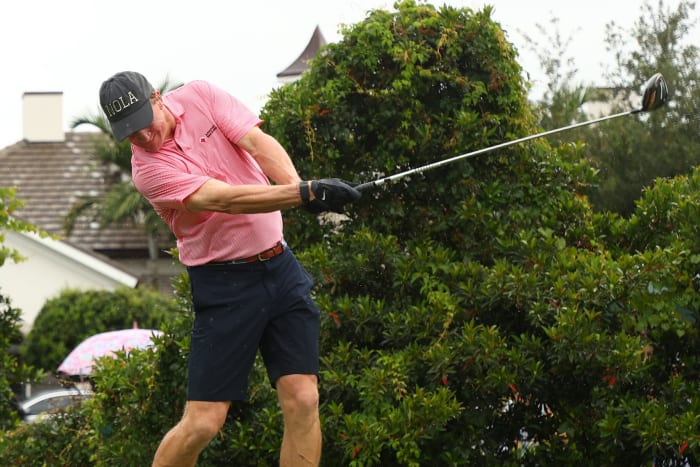 Peyton Manning tees off in The Match.