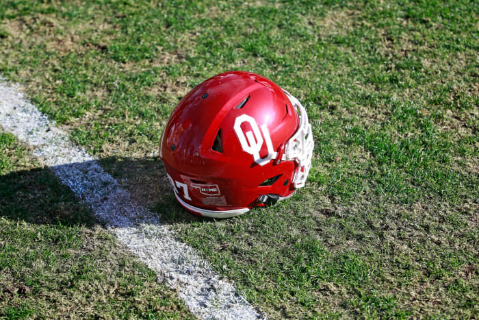 An Oklahoma Sooners helmet.