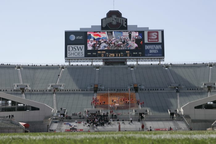 An interior view of an empty Ohio Stadium.